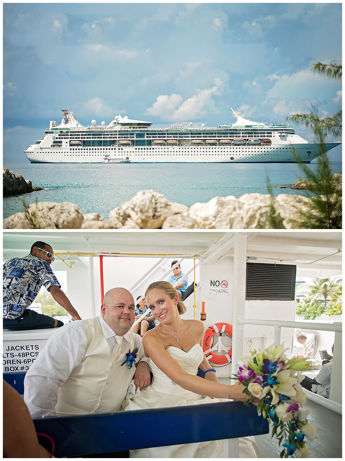 bride and groom destination wedding , on their way back to the cruise ship, , Destination wedding photography by Bokeh Love Photography