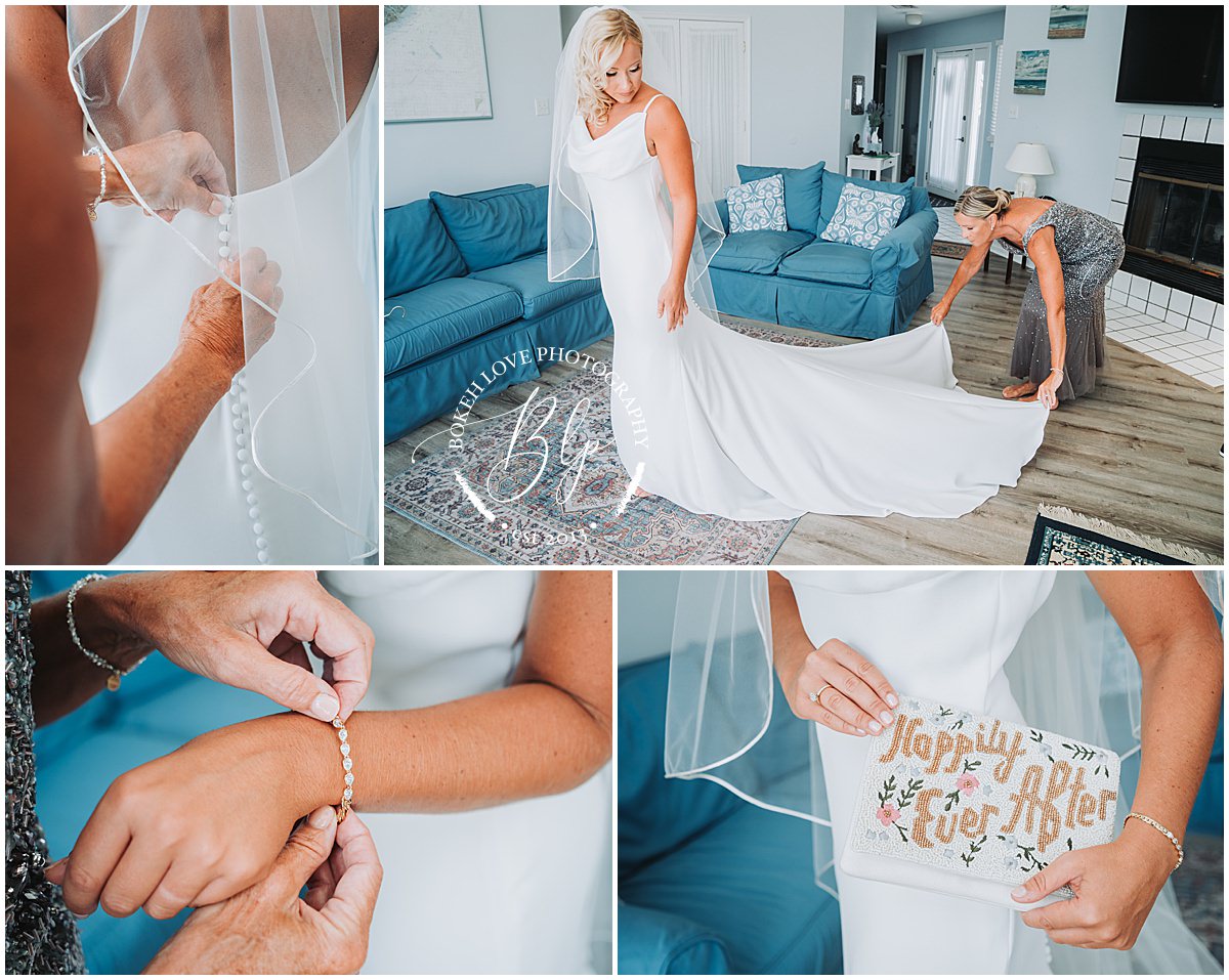Bokeh Love Photography, Deauville Inn Wedding, bride getting ready with mom helping