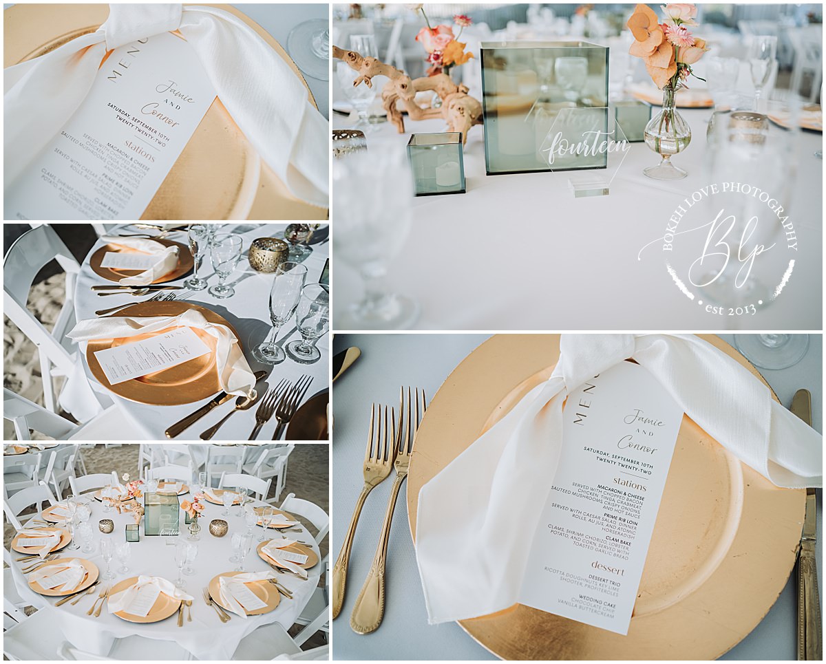 Bokeh Love Photography, Deauville Inn Wedding, wedding details, table setting, flowers, centerpieces