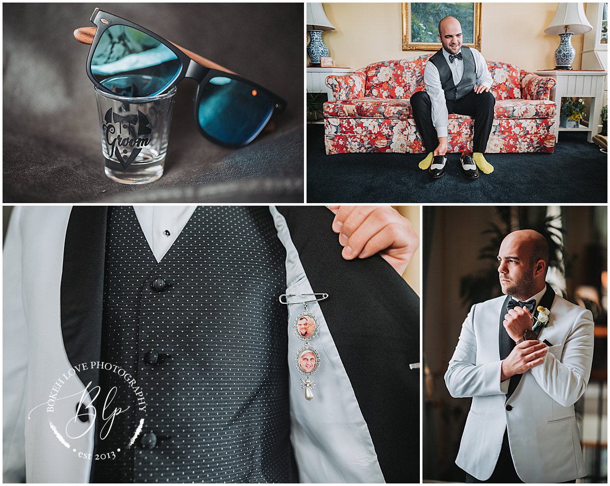 Photography by Bokeh Love Photography, groom prety groom details at the Flanders Hotel in Ocean City