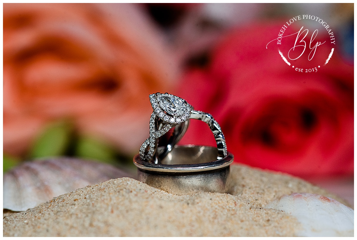 Bokeh Love Photography, Cape May Beach Wedding, Getting Reach Photos, macro ring photography, ring shot, ring photo