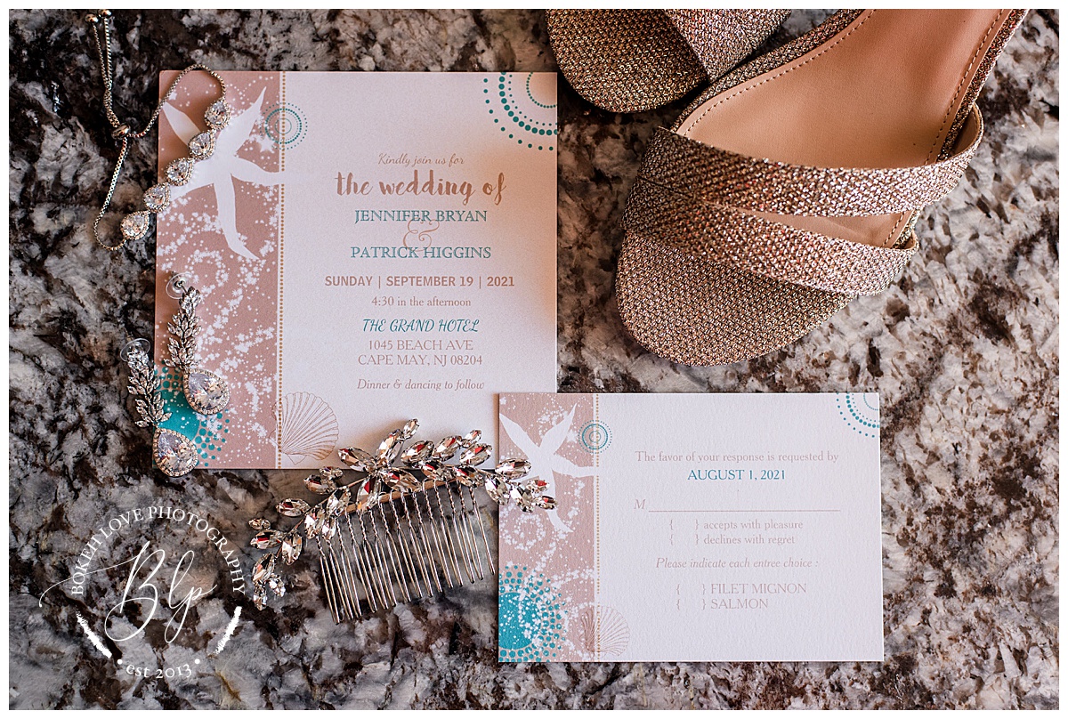 Bokeh Love Photography, Cape May Beach Wedding, Layflat wedding details