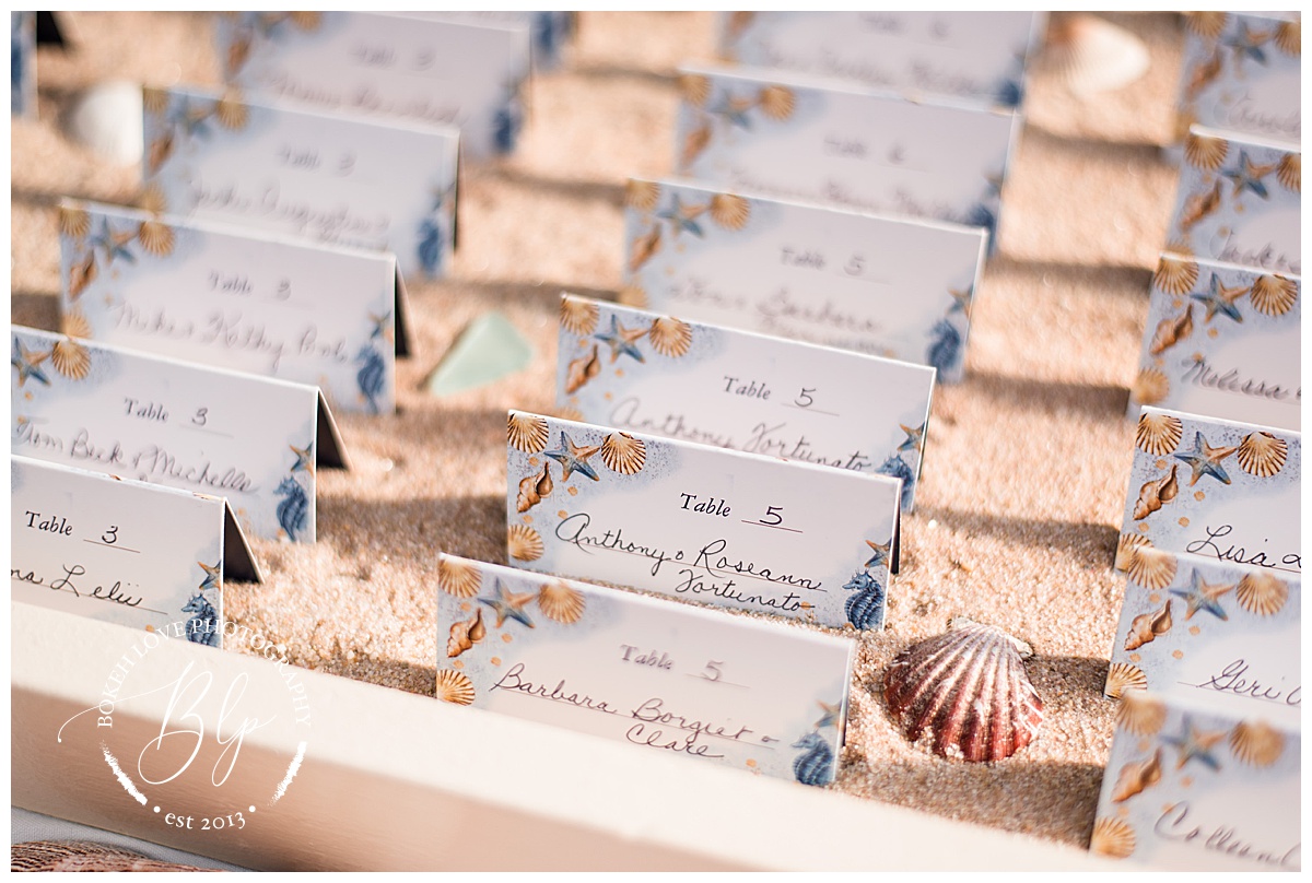 Bokeh Love Photography, Cape May Beach Wedding, Getting Reach Photos, beach wedding, place cards