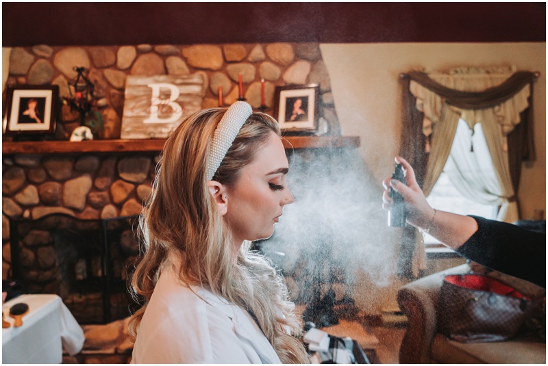 Professional Wedding Photo by Bokeh Love Photography, the bradford estate, bride hairspray photo, stylized photo with hair spray and off camera lighting, OCF Hairspray photo