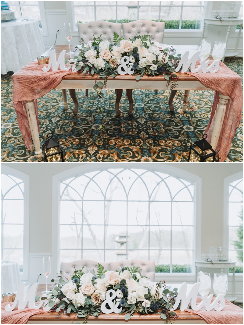 Professional Wedding Photo by Bokeh Love Photography, The Bradford Estate, wedding reception details, table setting, head table
