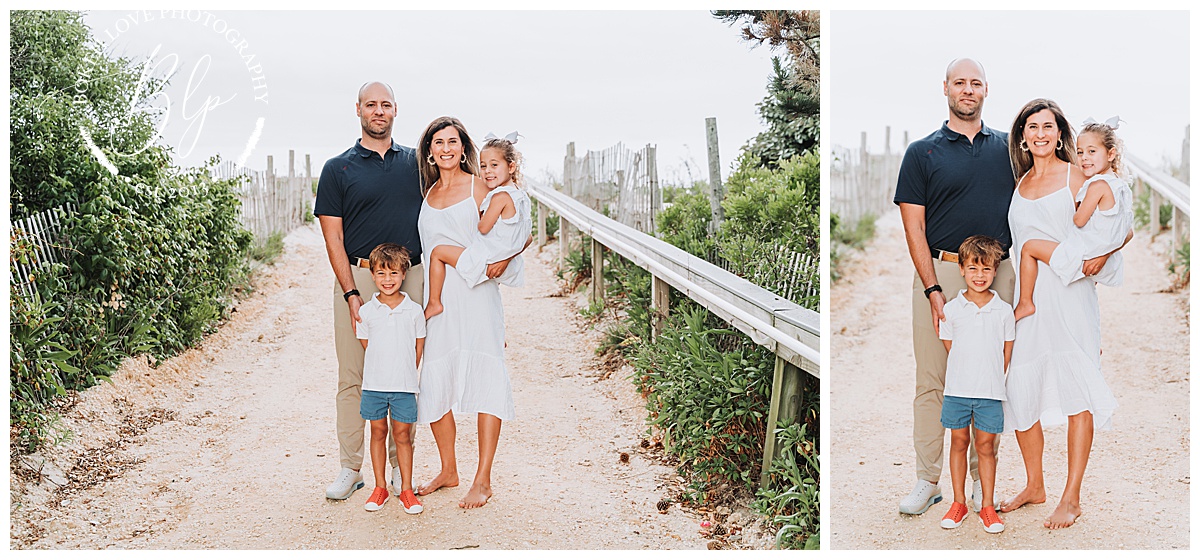 Photo by Bokeh Love Photography, family together on the beach for a family portrait in LBI new jersey