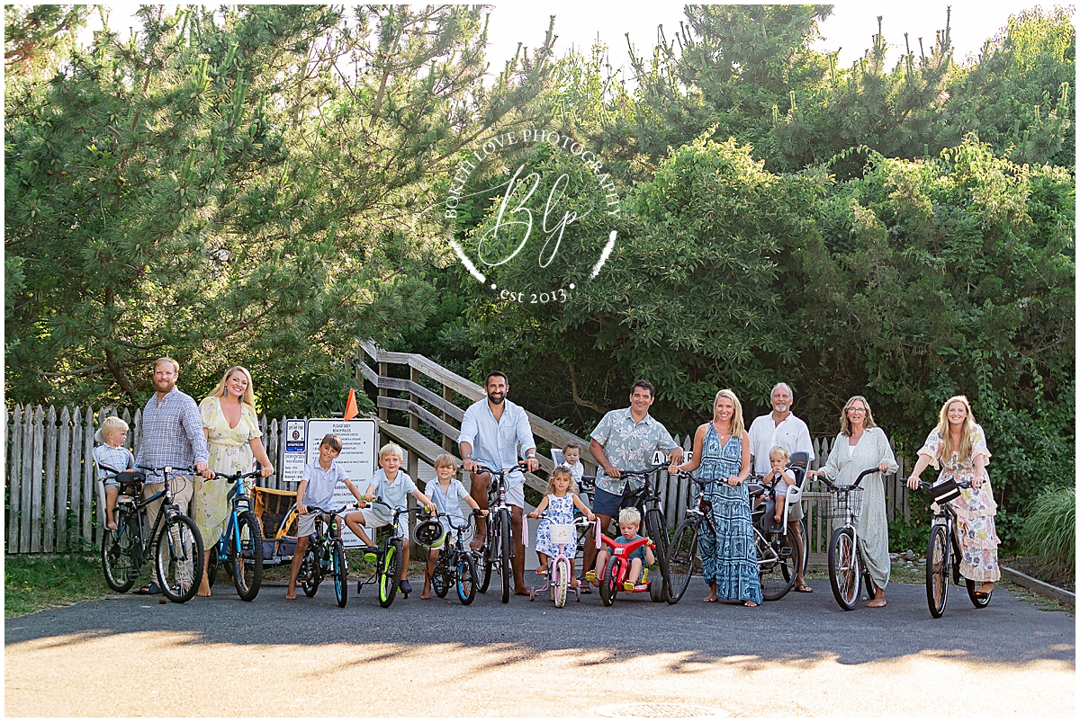 Cape May Beach Photographer, Bokeh Love Photography, extended family portraits, whole family on bikes
